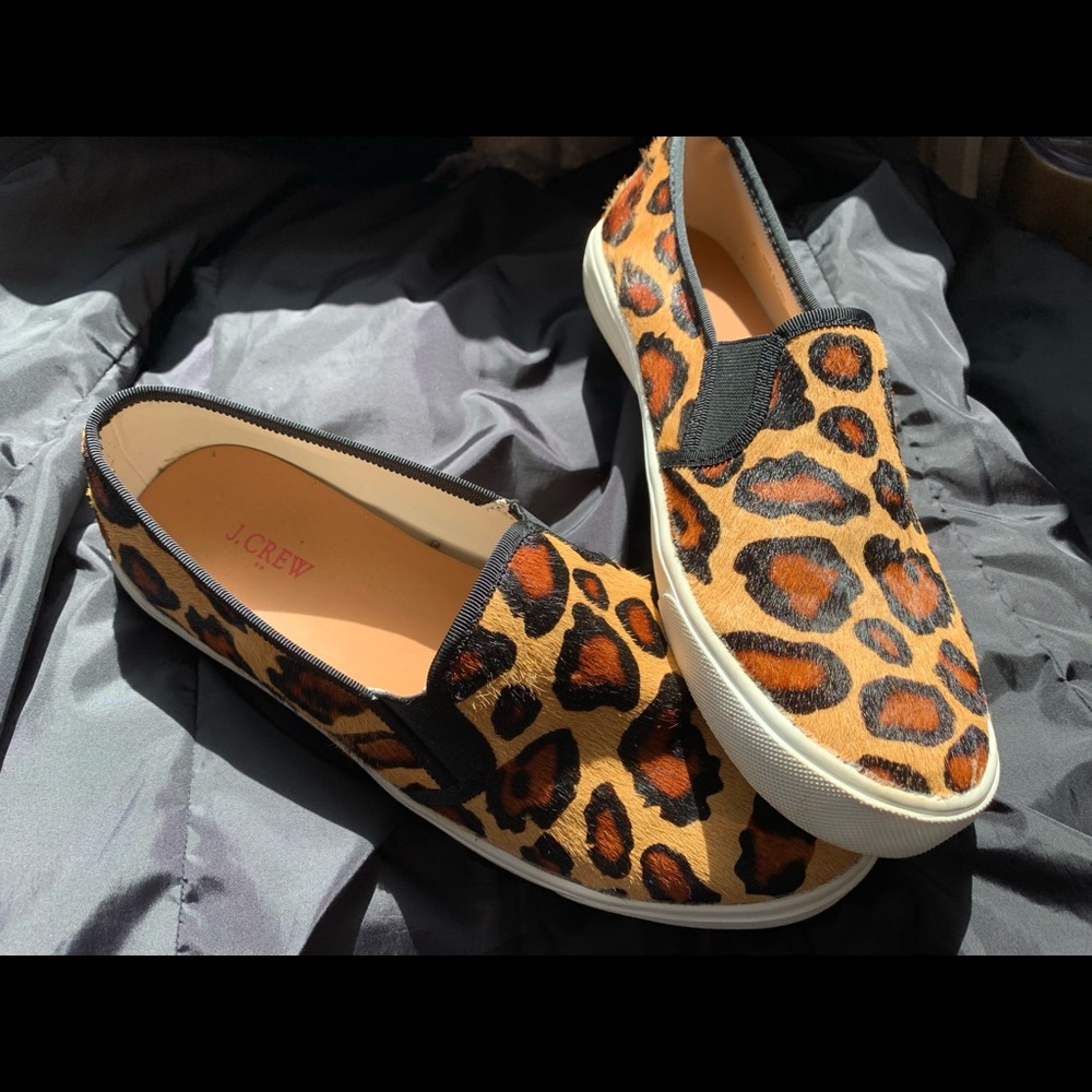 J. Crew Leopard Slip On Sneakers